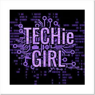 TECHie GIRL Purple cyber matrix circuit Posters and Art